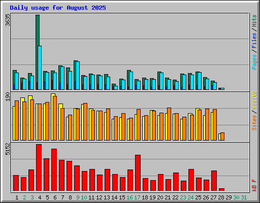 Daily usage for August 2025